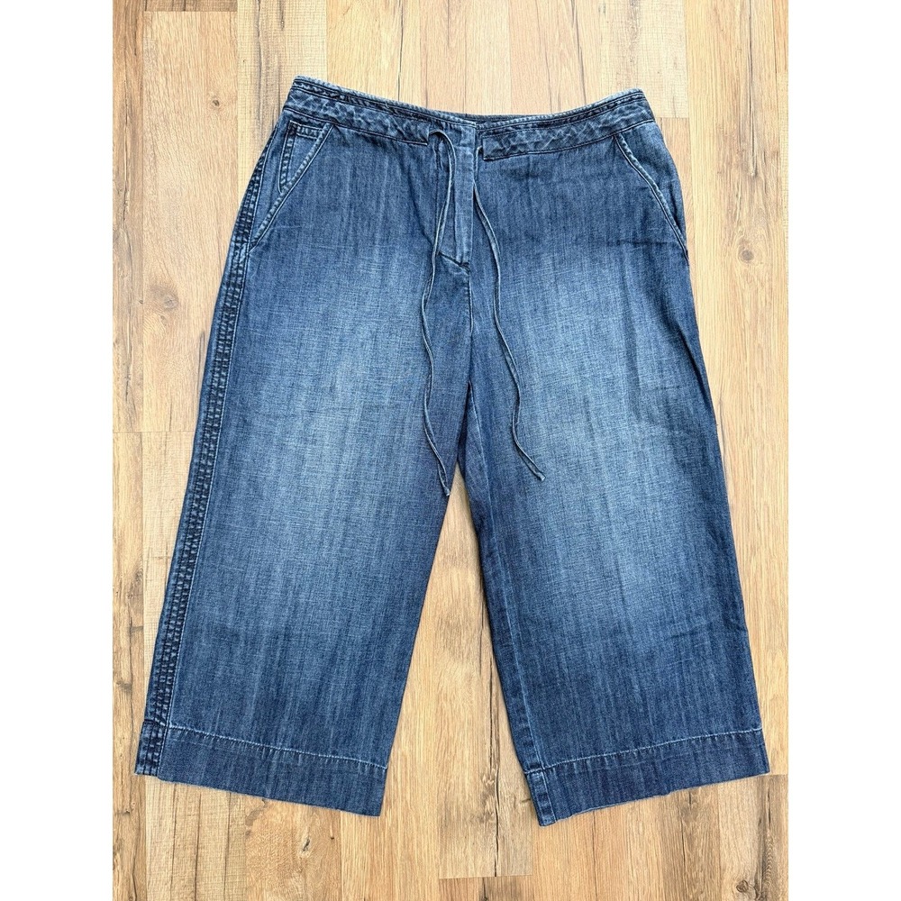 Talbots Petites Women's Size 6 Wide Leg Denim Capri Pants 100%Cotton Hong Kong‎